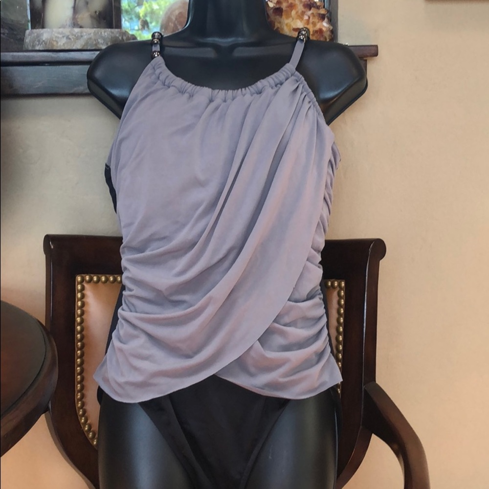 Black and grey high neck Swim suit
